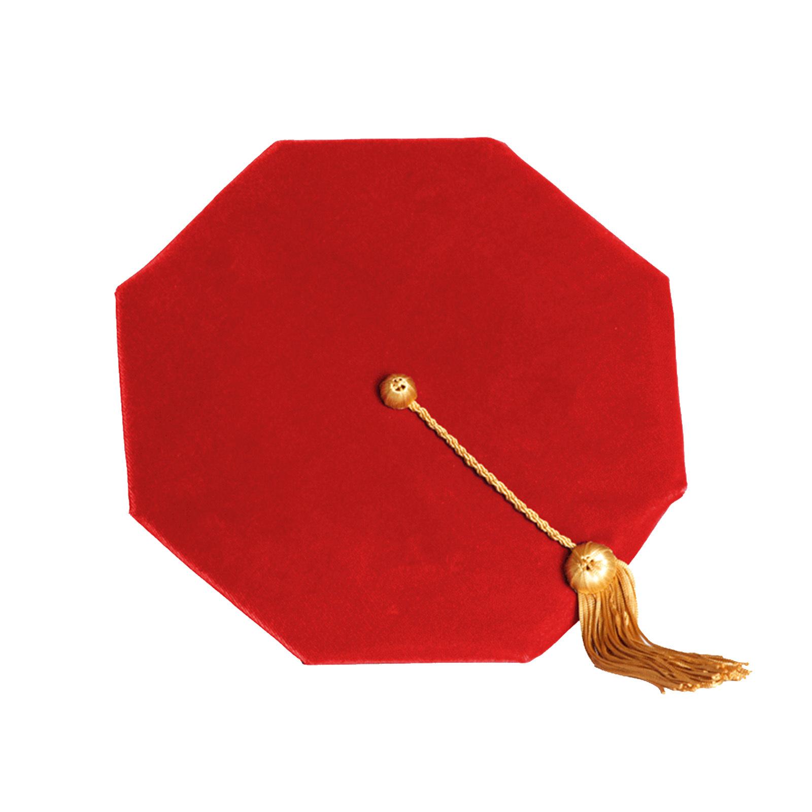 GraduatePro Doctoral Graduation Tam Black Velvet 8-Sided With Gold Bullion Tassel