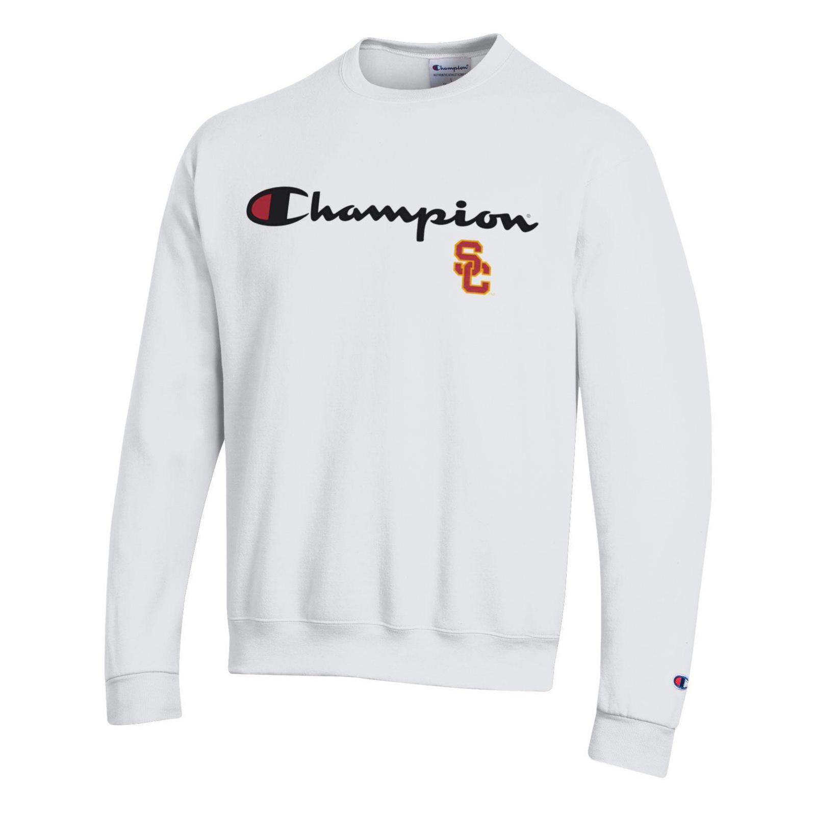 USC Trojans Men's Champion White SC InterlockScript Eco Powerblend