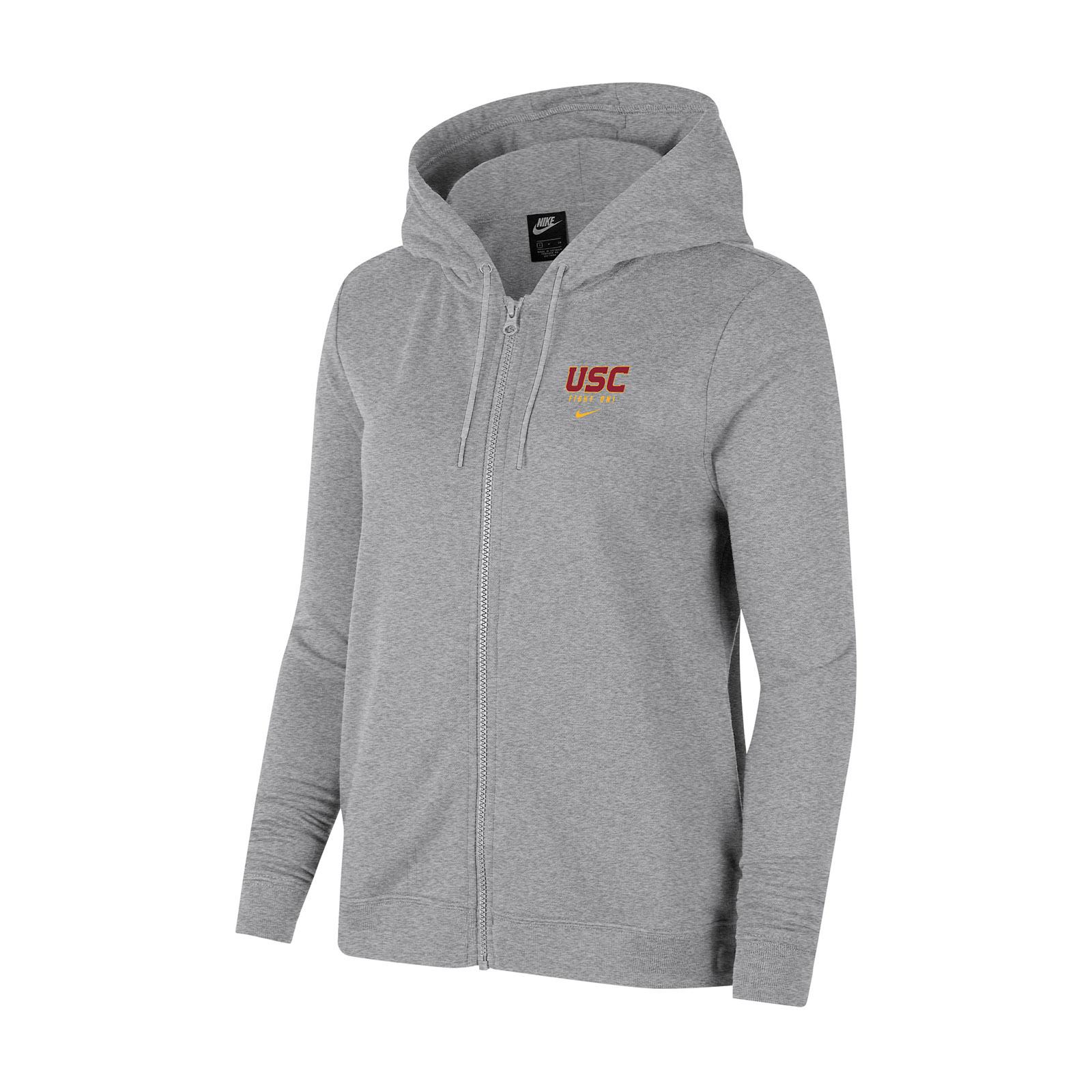 USC Trojans Women's Nike Gray Fight On Varsity Fleece Full Zip