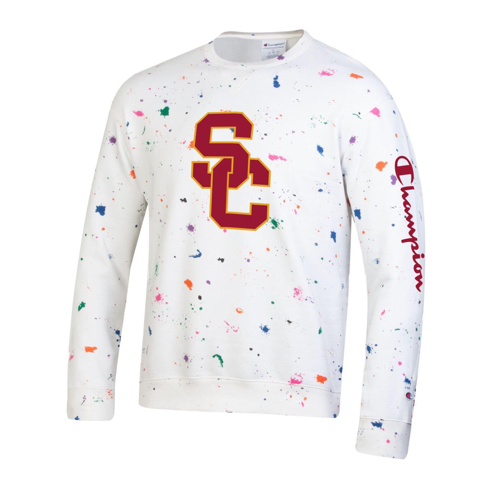USC Trojans Men's Champion White SC Interlock Paint Drop