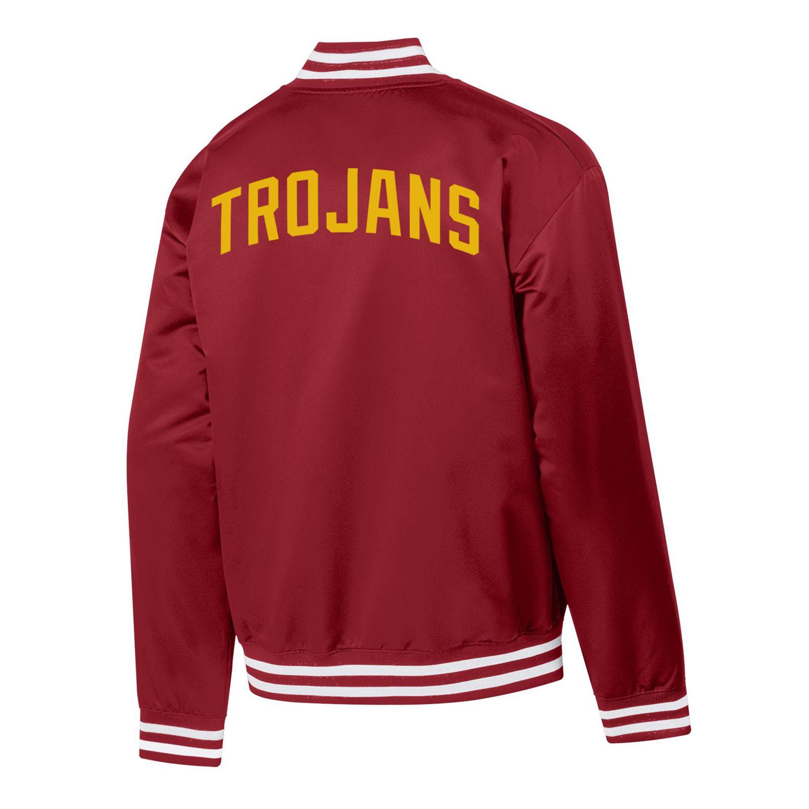USC Trojans Men's Champion Cardinal SC Interlock Super Fan Satin Bomber ...