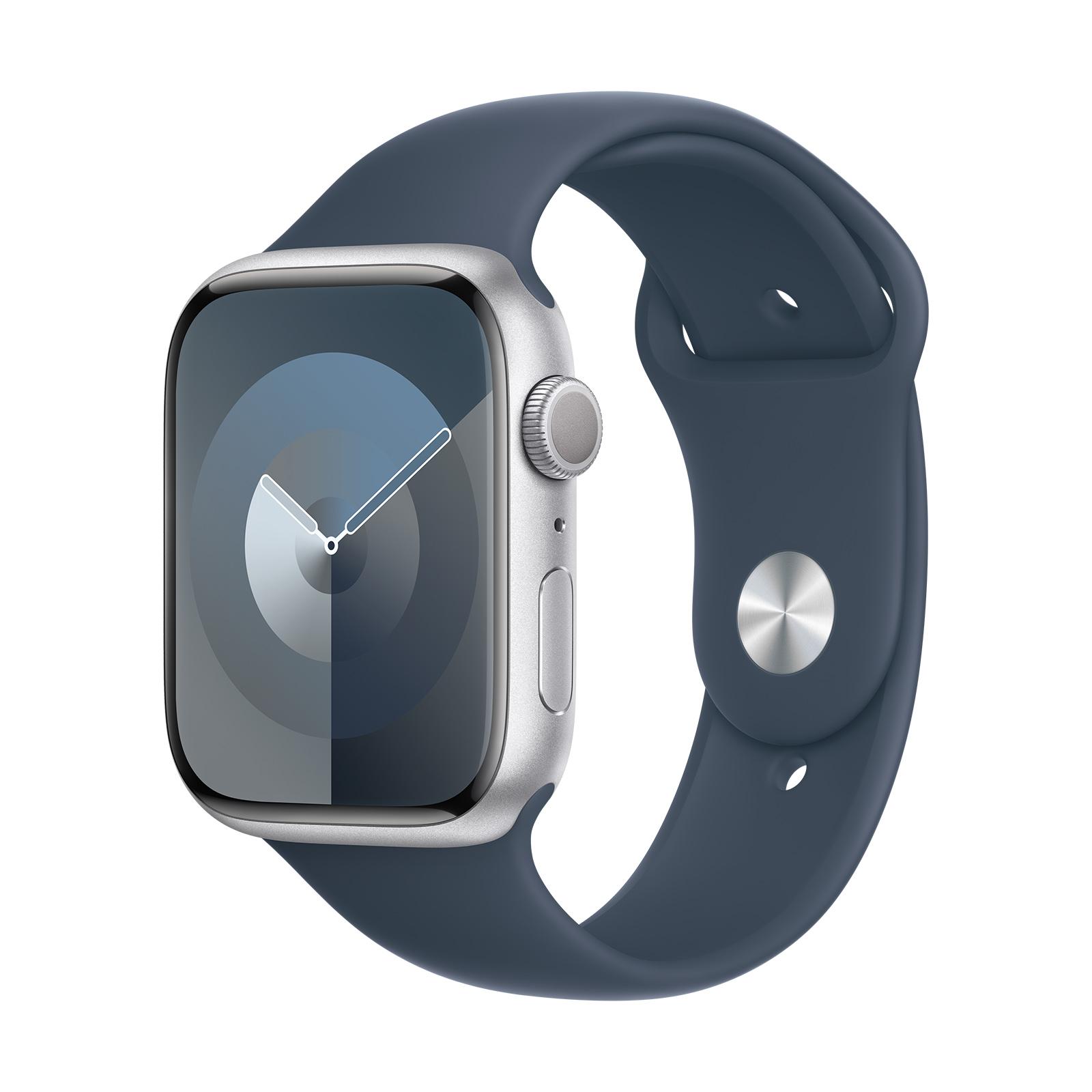 Apple Watch Series 9 GPS 45mm Silver Aluminum Case with Storm Blue 