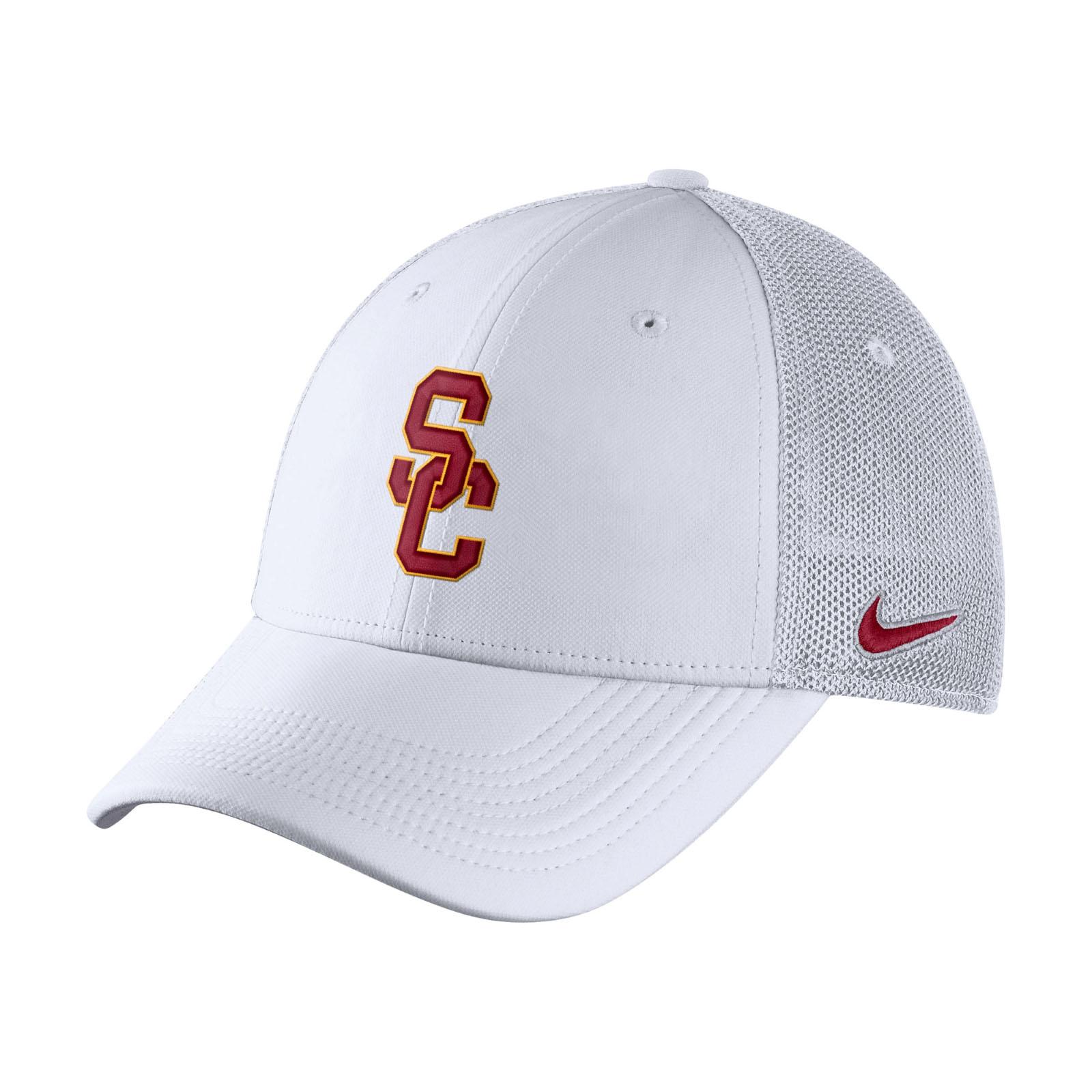 USC Trojans Nike White SC Interlock L91 Swooshflex Mesh Back Hat | USC ...