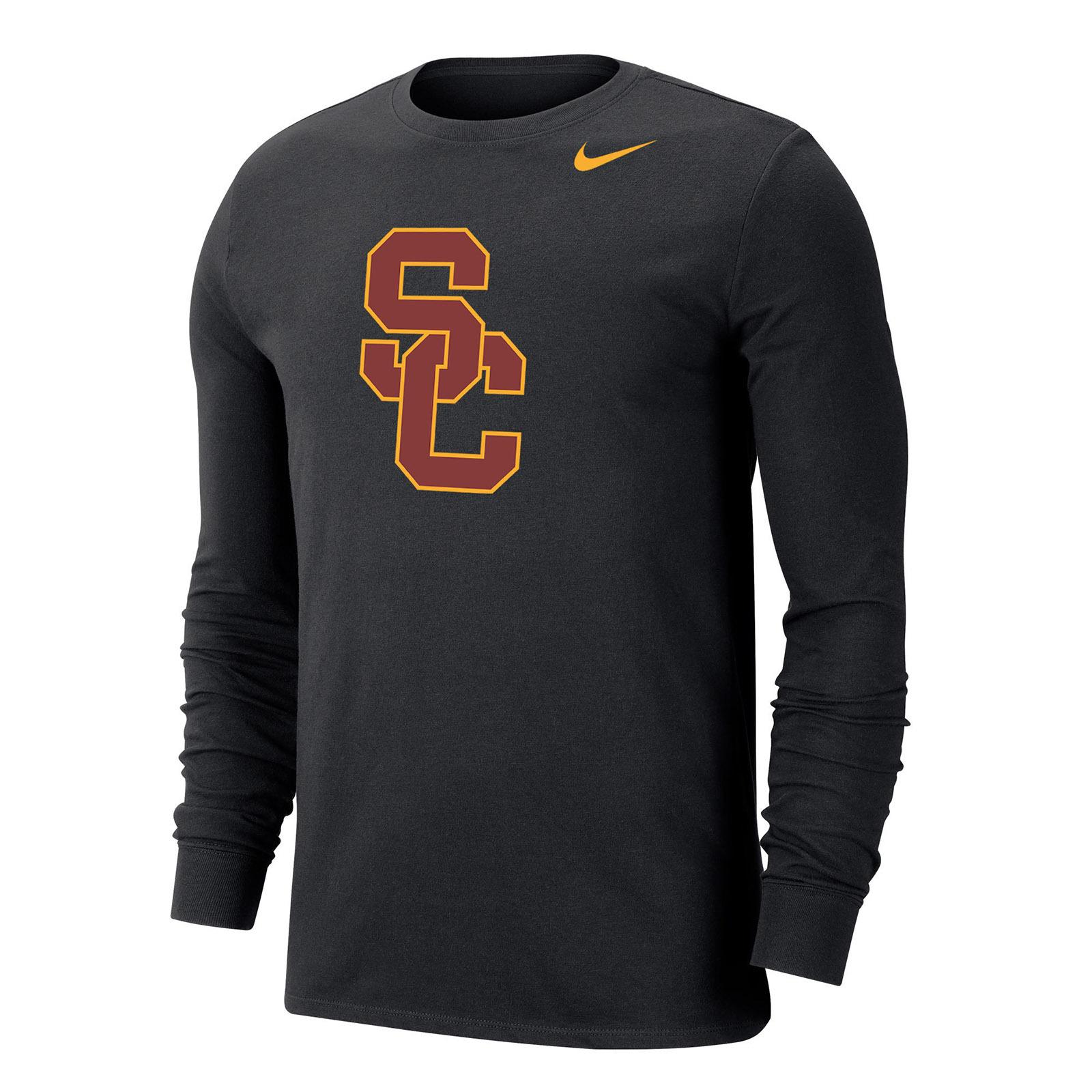USC Trojans Men's Nike Black SC Interlock Dri-FIT Cotton Long Sleeve T ...