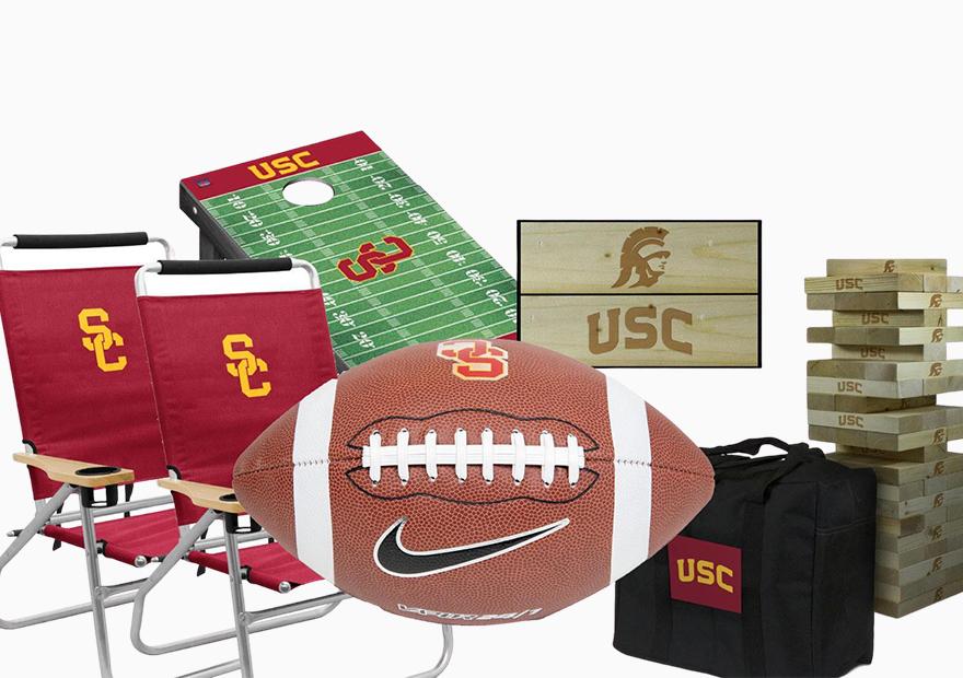 football, cornhole, and jenga